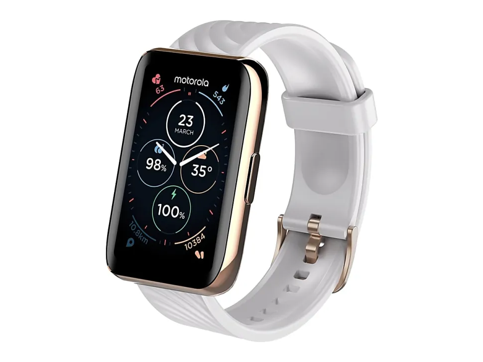 Motorola Moto Watch 40 - Gold aluminum - smart watch with strap - silicone - display 1.57" - Bluetooth - 0.92 oz - rose gold