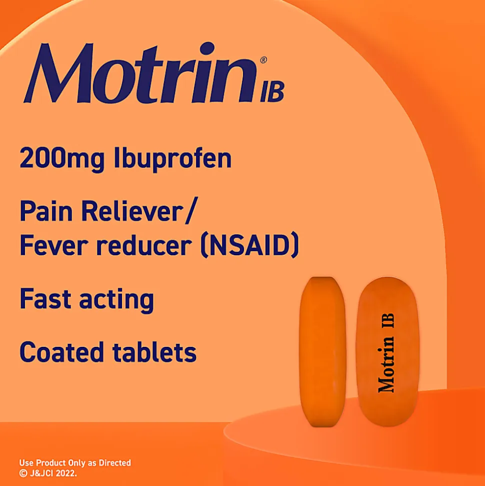 Motrin IB, Ibuprofen 200mg Tablets for Pain & Fever, 2 Tablets per Packet, 50 Packets per Box