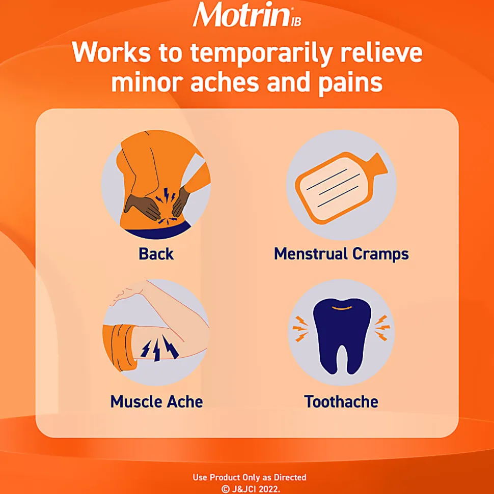 Motrin IB, Ibuprofen 200mg Tablets for Pain & Fever, 2 Tablets per Packet, 50 Packets per Box