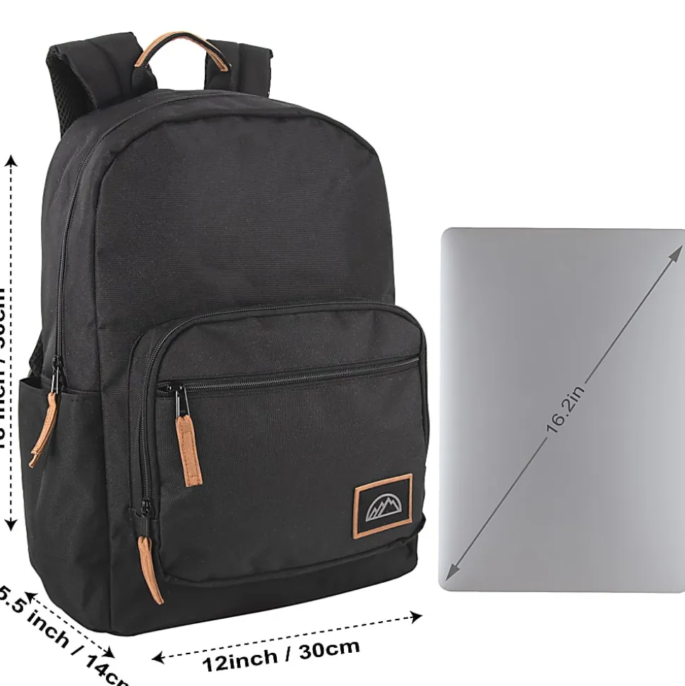 Mountain Edge Deluxe Backpacks With 17" Laptop Sleeves, Black/Gray/Navy, Total Qty 24