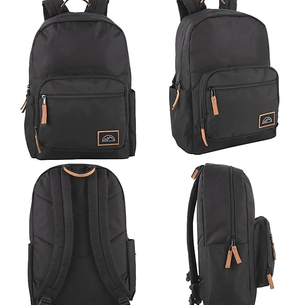 Mountain Edge Deluxe Backpacks With 17" Laptop Sleeves, Black/Gray/Navy, Total Qty 24