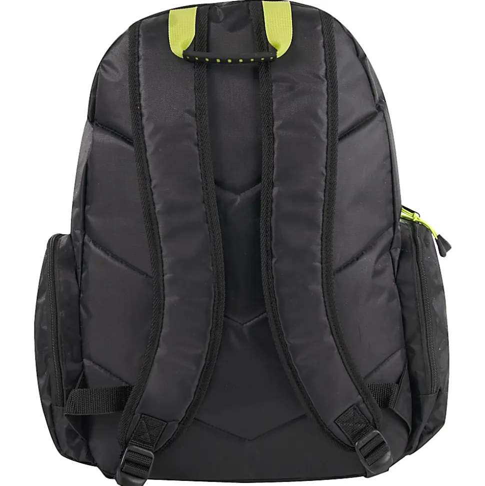 Mountain Edge Multi-Pocket Backpacks With 17" Laptop Sleeves, Black/Yellow, Case Of 24 Backpacks
