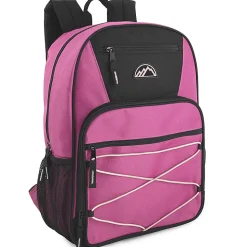 Mountain Edge Multi-Pocket Bungee Cord Sport Backpacks, Pink/Purple/Blue, Total Qty 24