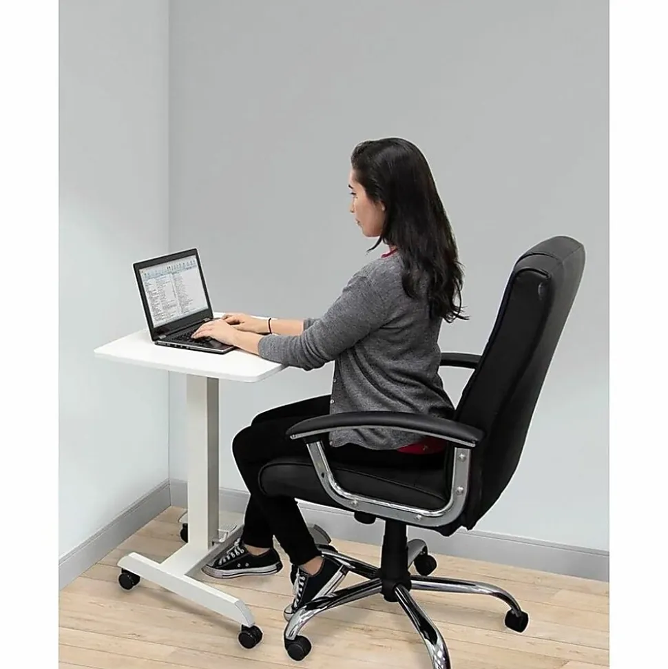 Mount-It! Adjustable Rolling 23"W Laptop Computer Desk, White