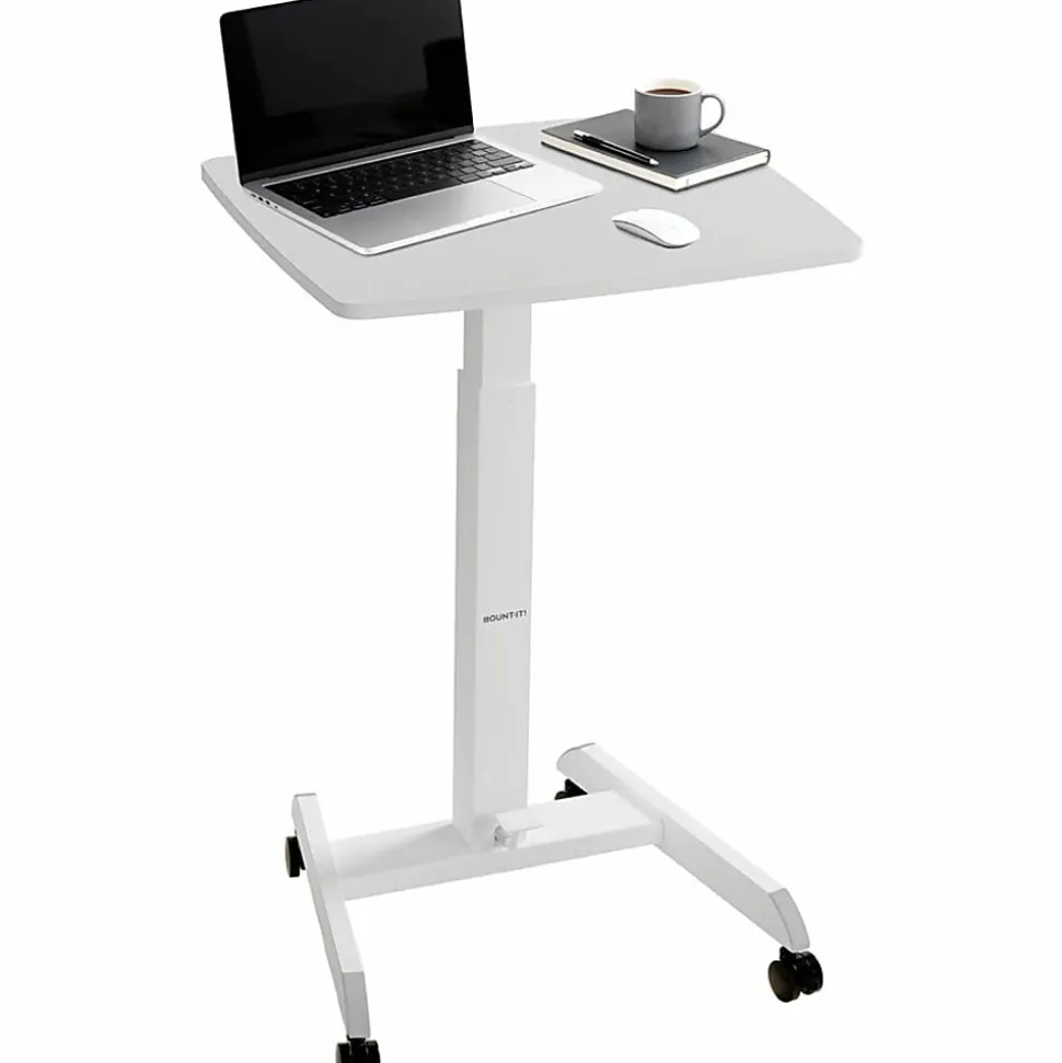 Mount-It! Adjustable Rolling 23"W Laptop Computer Desk, White