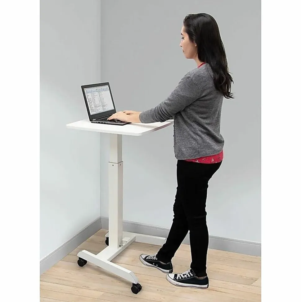 Mount-It! Adjustable Rolling 23"W Laptop Computer Desk, White