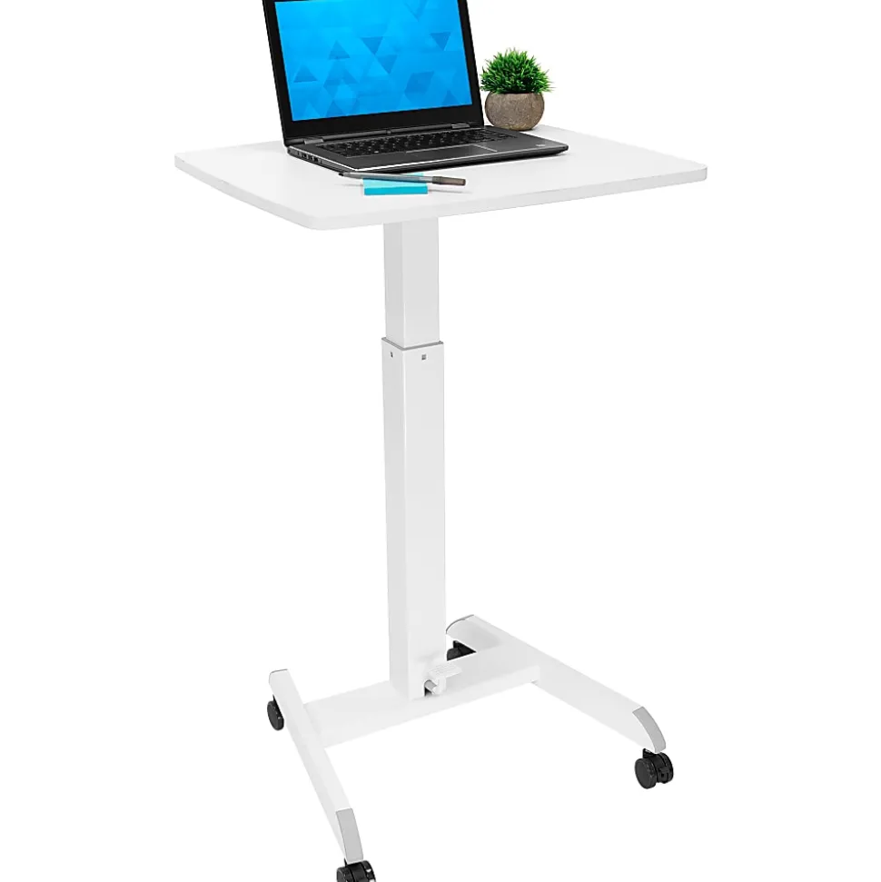 Mount-It! Adjustable Rolling 23"W Laptop Computer Desk, White