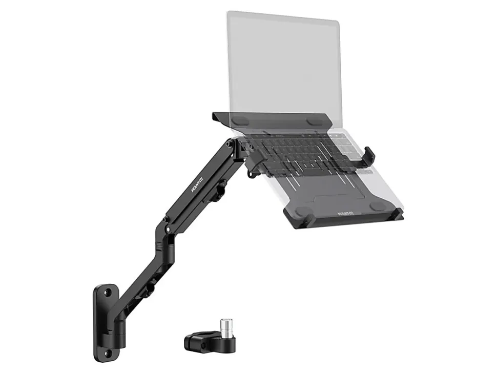 Mount-It! Counterbalance Steel 15.6” Laptop Arm for Wall and Pole Mounting, 5-3/4”H x 12-1/4”W x 15”D, Black