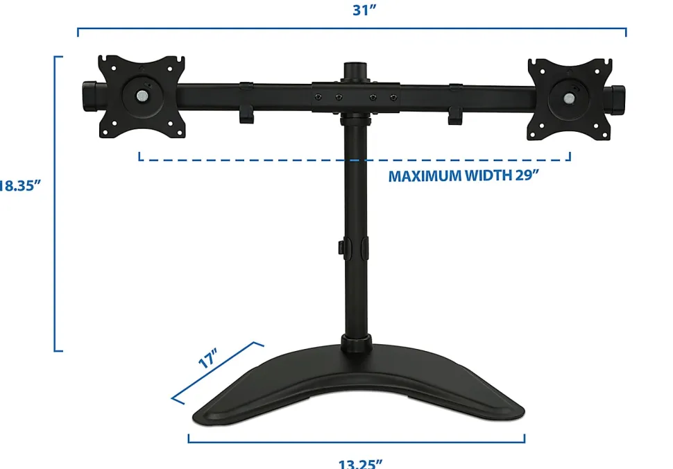 Mount-It! Dual Monitor Desk Stand, Black, MI-1781