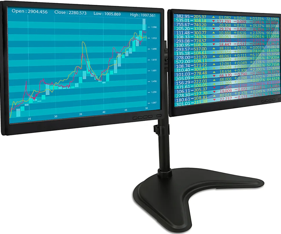 Mount-It! Dual Monitor Desk Stand, Black, MI-1781