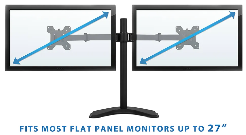Mount-It! Dual Monitor Desk Stand for Screens Up to 32", Black, MI-2781