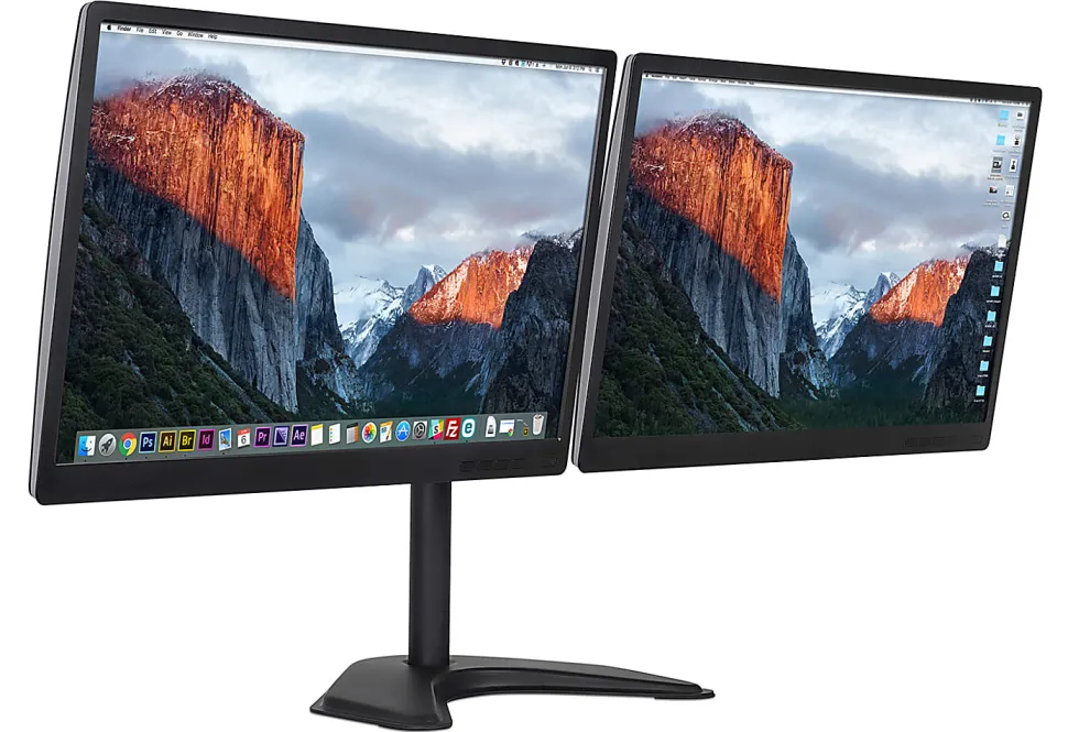 Mount-It! Dual Monitor Desk Stand for Screens Up to 32", Black, MI-2781