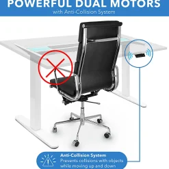 Mount-It! Dual Motor Electric 55"W Adjustable Height Standing Desk, White