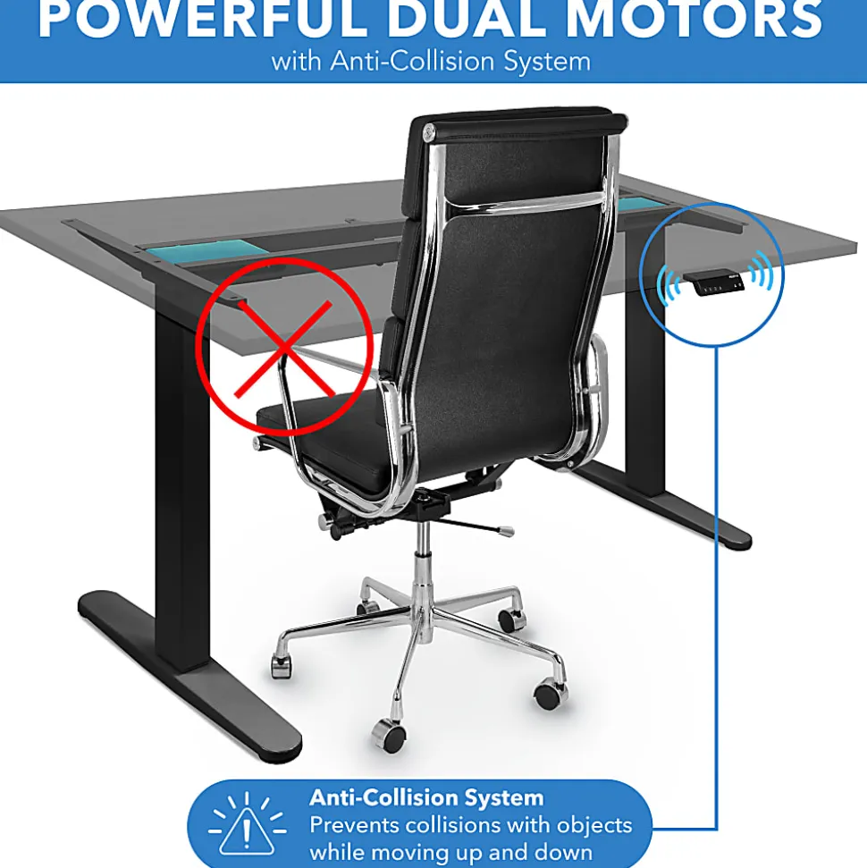 Mount-It! Dual Motor Electric 55"W Adjustable Height Standing Desk, Black