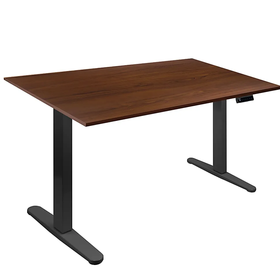 Mount-It! Electric Standing Desk With Adjustable Height And 55"W Tabletop, Hazelnut