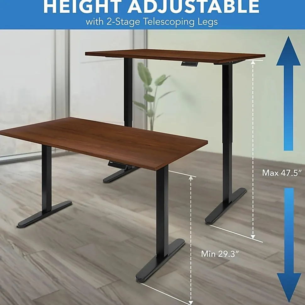 Mount-It! Electric Standing Desk With Adjustable Height And 55"W Tabletop, Hazelnut
