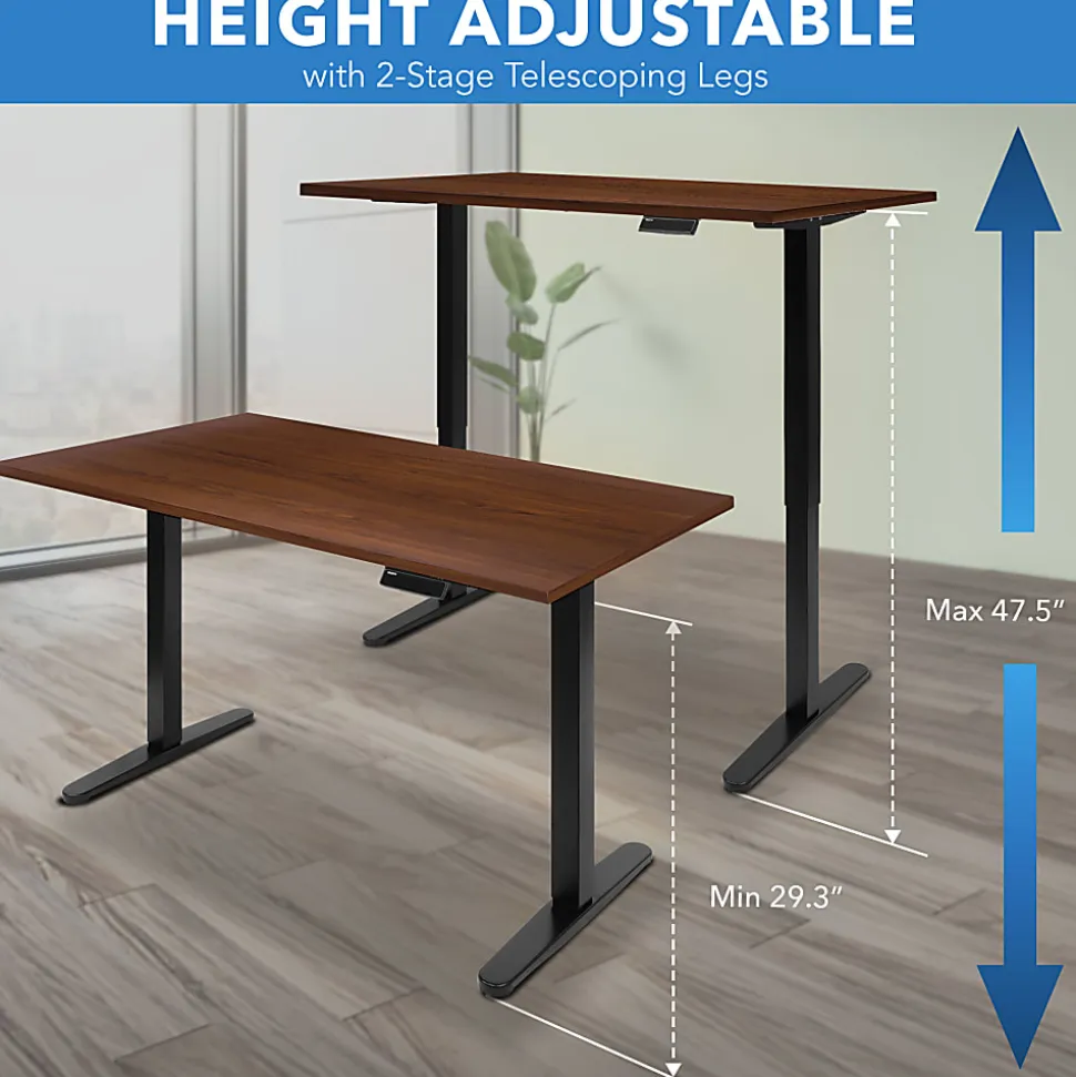 Mount-It! Electric Standing Desk With Adjustable Height And 55"W Tabletop, Hazelnut