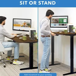 Mount-It! Electric Standing Desk With Adjustable Height And 55"W Tabletop, Oak, MI18090