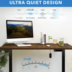 Mount-It! Electric Standing Desk With Adjustable Height And 55"W Tabletop, Oak, MI18090