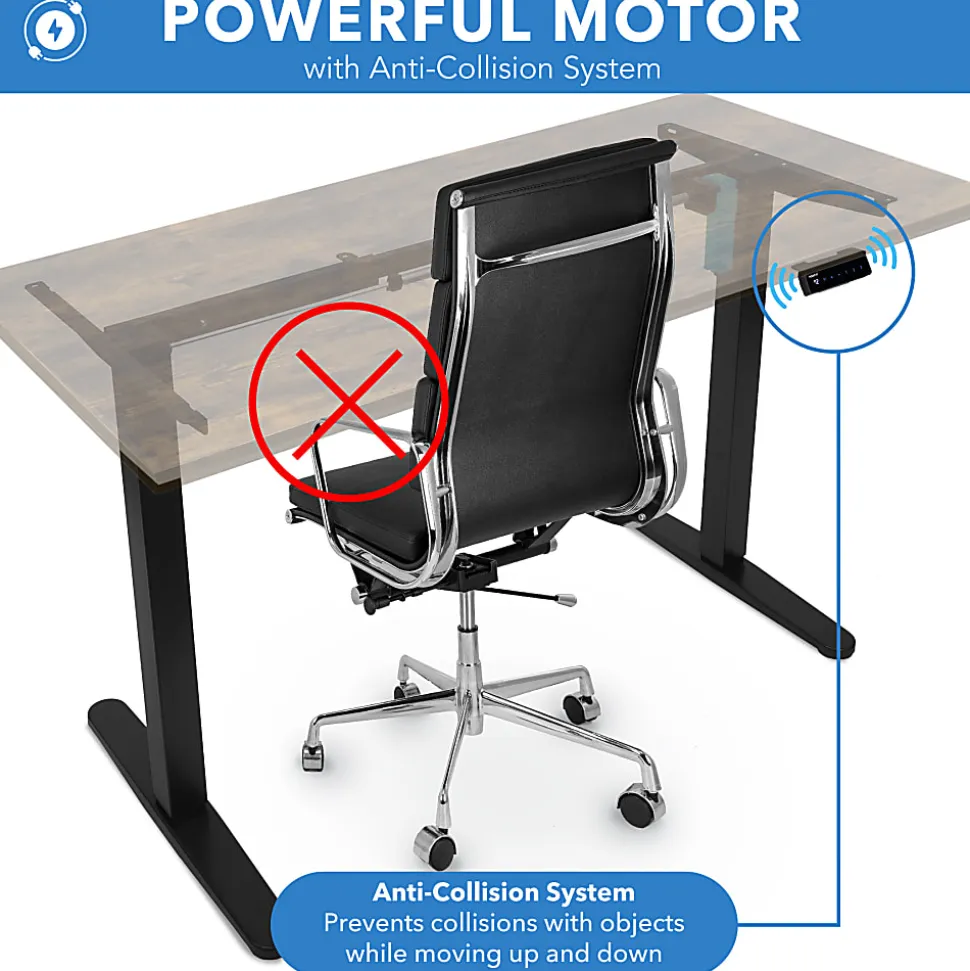 Mount-It! Electric Standing Desk With Adjustable Height And 55"W Tabletop, Oak, MI18090