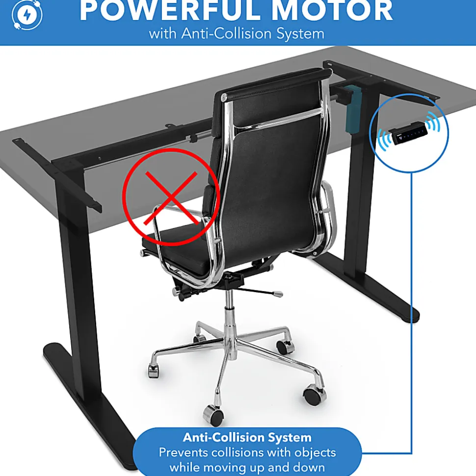 Mount-It! Electric Standing Desk With Adjustable Height And 55"W Tabletop, Black, MI18087