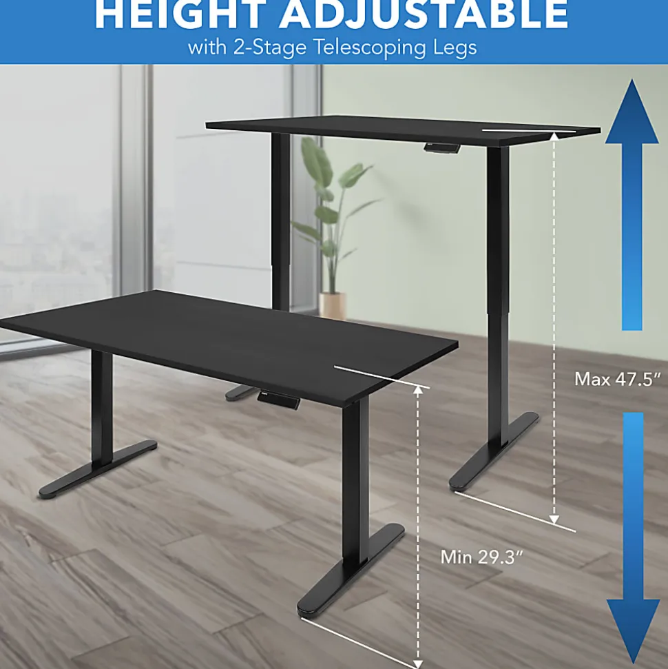 Mount-It! Electric Standing Desk With Adjustable Height And 55"W Tabletop, Black, MI18087