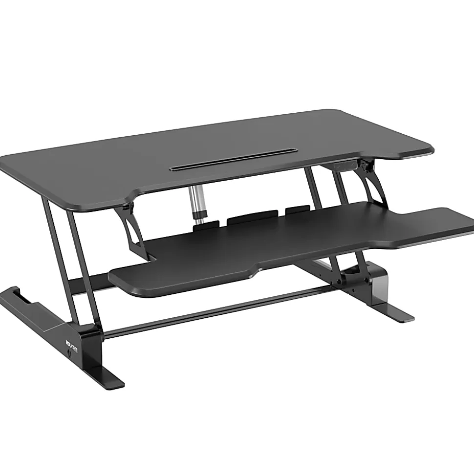 Mount-It! Electric Standing Desk Converter With Adjustable Height And 38"W Desktop, Black