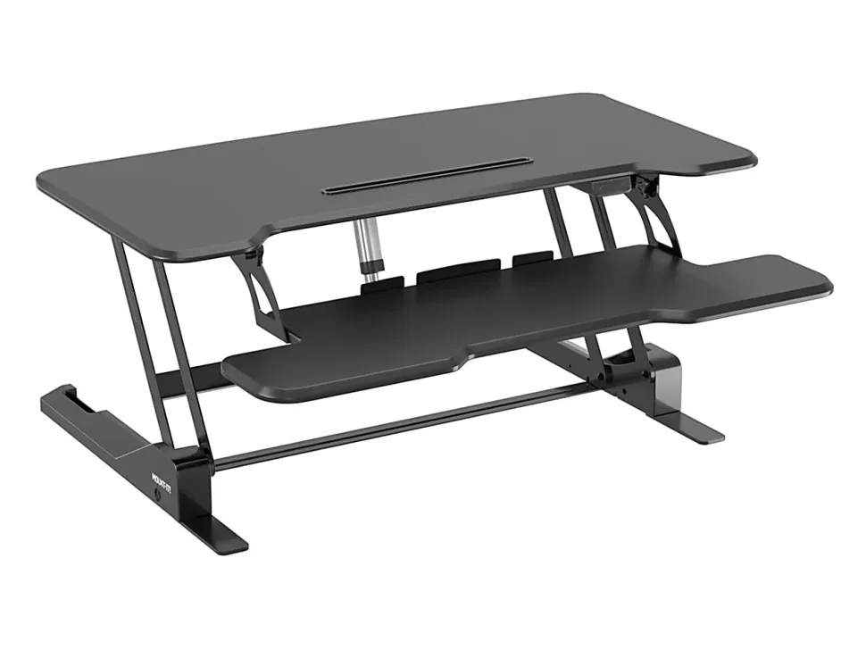 Mount-It! Electric Standing Desk Converter With Adjustable Height And 38"W Desktop, Black