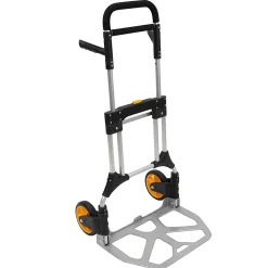 Mount-It! Folding Height-Adjustable Steel Hand Truck With 440 Lb. Capacity, 48.5"H x 23.5"W x 15.75"D, Black