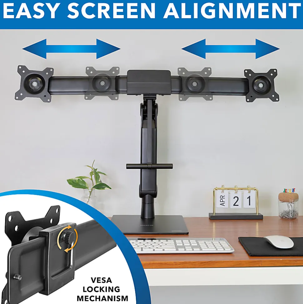 Mount-It! Freestanding Dual Monitor Arm For 17" to 32" Screens With Height Adjustment, Black