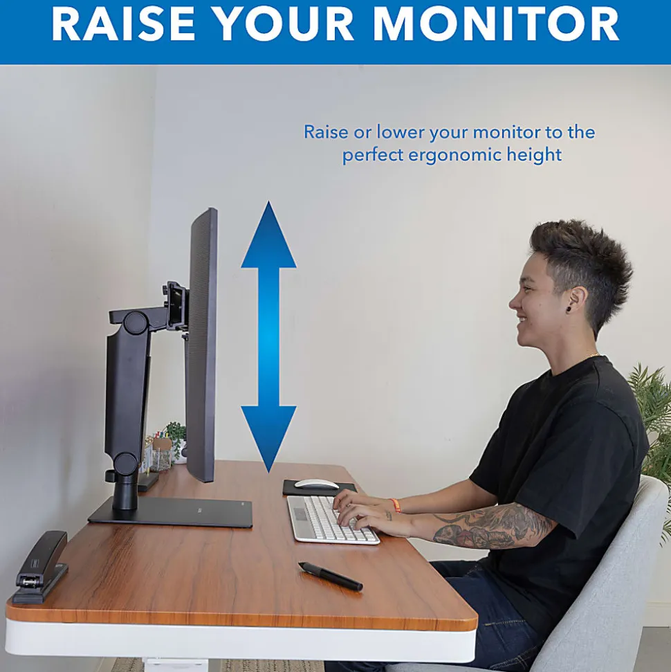 Mount-It! Freestanding Dual Monitor Arm For 17" to 32" Screens With Height Adjustment, Black