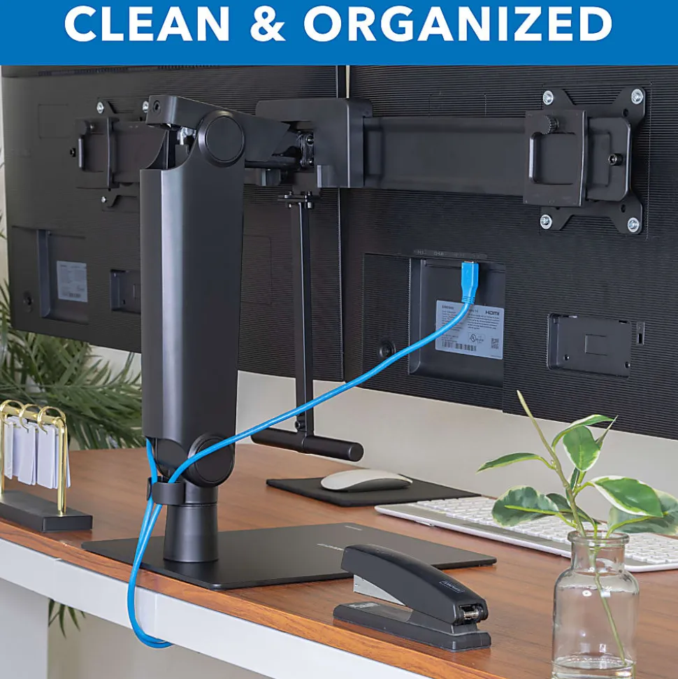 Mount-It! Freestanding Dual Monitor Arm For 17" to 32" Screens With Height Adjustment, Black