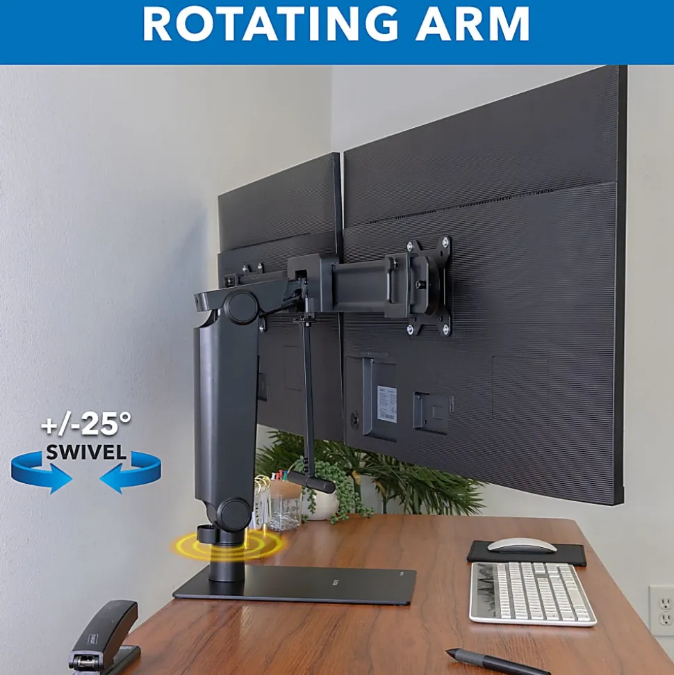 Mount-It! Freestanding Dual Monitor Arm For 17" to 32" Screens With Height Adjustment, Black