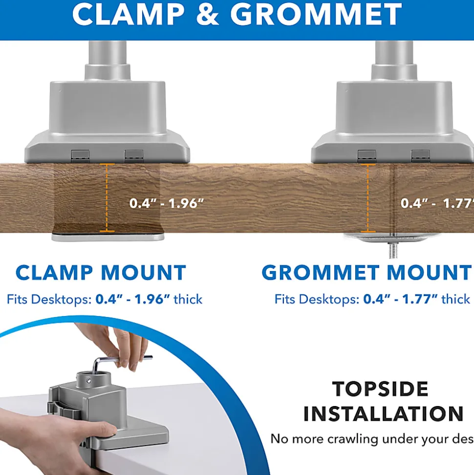 Mount-It! Full Motion Dual Monitor Desk Mount, Silver