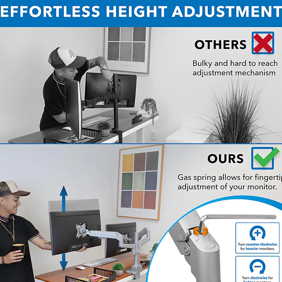Mount-It! Full Motion Dual Monitor Desk Mount, Silver
