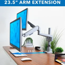 Mount-It! Full Motion Dual Monitor Desk Mount, Silver