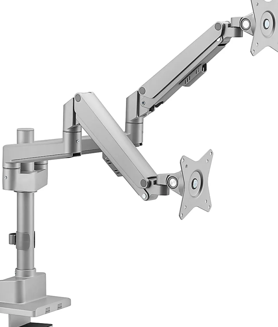Mount-It! Full Motion Dual Monitor Desk Mount, Silver