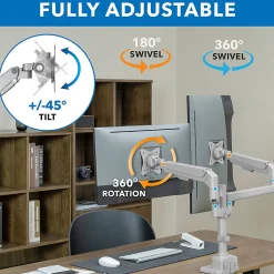 Mount-It! Full Motion Dual Monitor Desk Mount, Silver