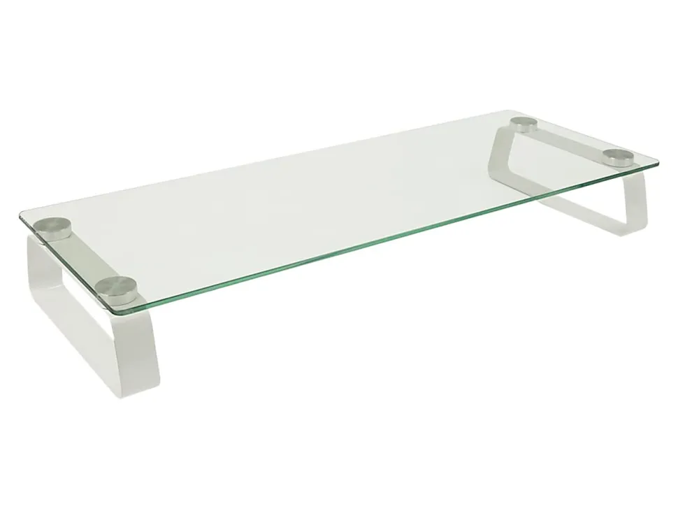 Mount-It! Glass Computer Monitor Riser, 3-1/4"H x 22"W x 8-1/4"D, Clear/White