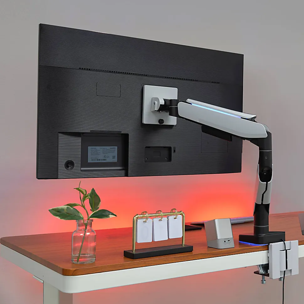 Mount-It! Heavy-Duty 49” Single Monitor Arm, Grayish White/Matte Black