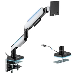 Mount-It! Heavy-Duty 49” Single Monitor Arm, Grayish White/Matte Black