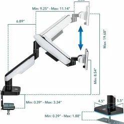 Mount-It! Heavy-Duty 49” Single Monitor Arm, Grayish White/Matte Black