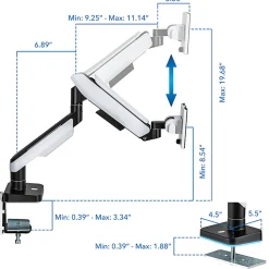 Mount-It! Heavy-Duty 49” Single Monitor Arm, Grayish White/Matte Black