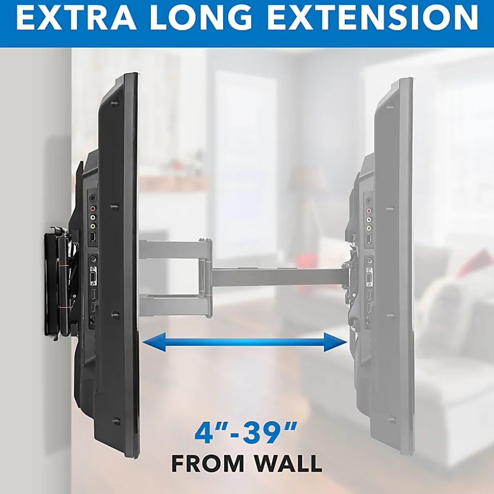 Mount-It! Heavy-Duty TV Wall Mount With Long Extension Arms For 60"-110" TVs, 11.5"H x 35"W x 8.25"D, Black