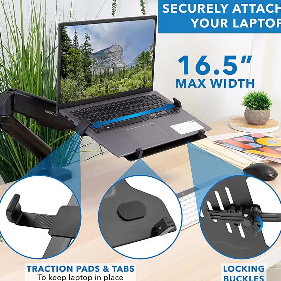 Mount-It! Height Adjustable Laptop Desk Mount, Black, MI6352LT