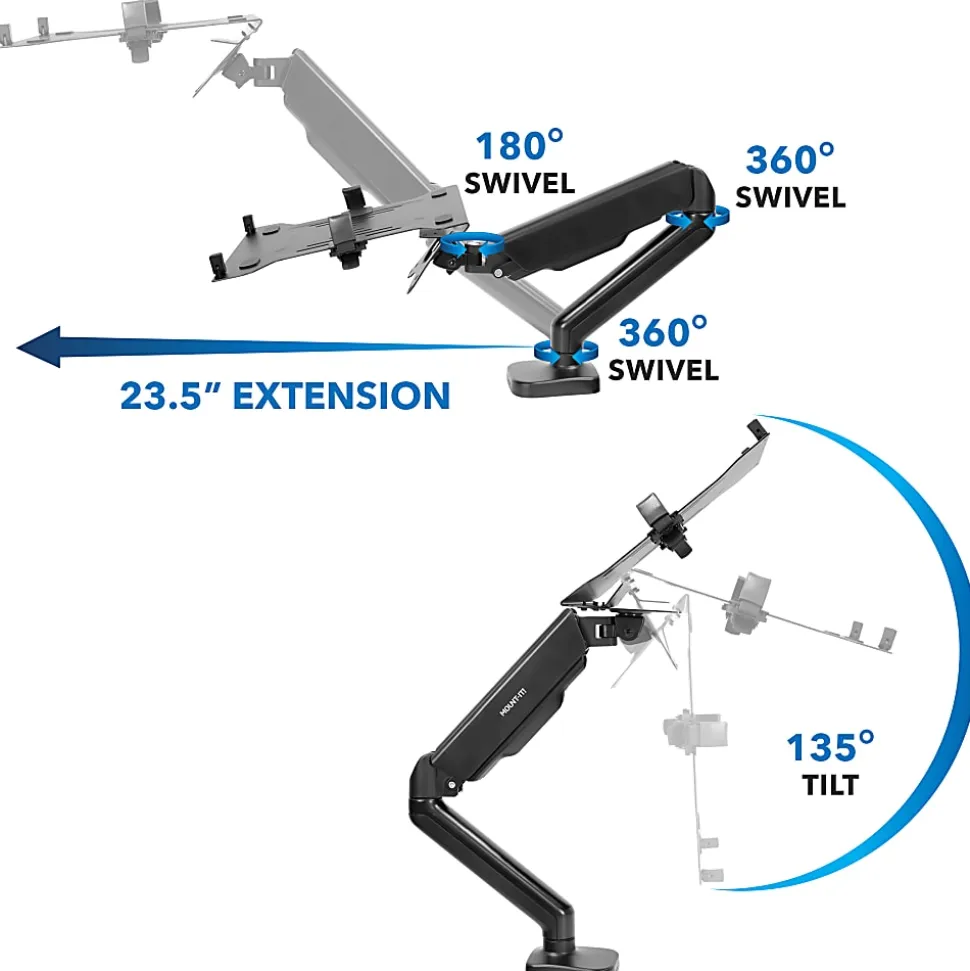 Mount-It! Height Adjustable Laptop Desk Mount, Black, MI6352LT