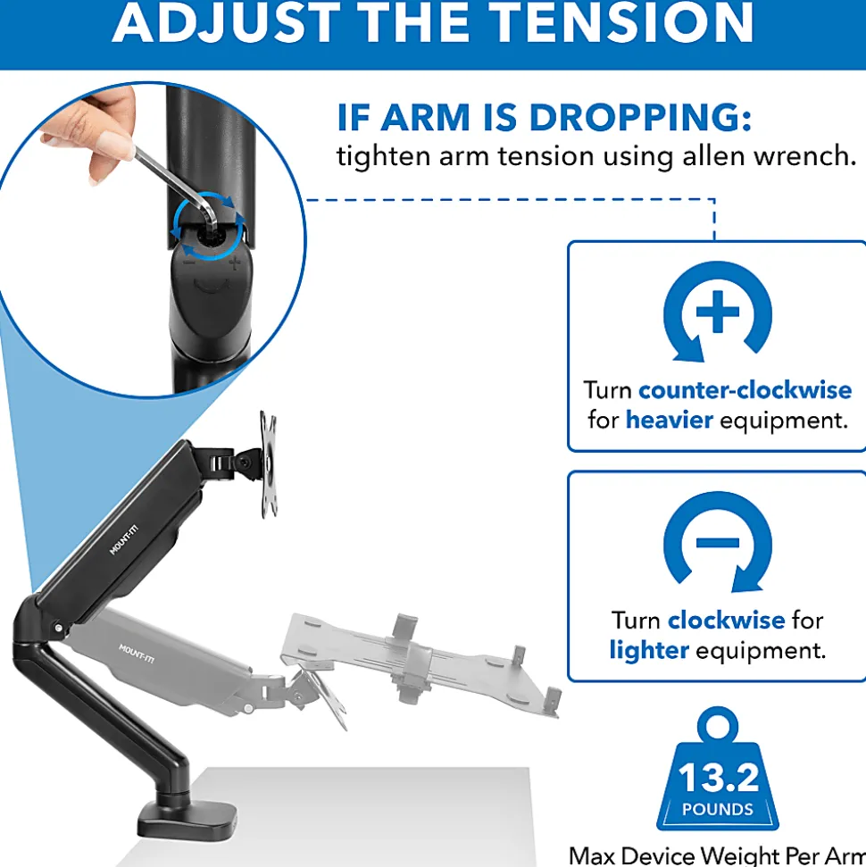 Mount-It! Height Adjustable Laptop Desk Mount, Black, MI6352LTMN