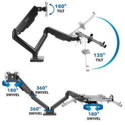 Mount-It! Height Adjustable Laptop Desk Mount, Black, MI6352LTMN
