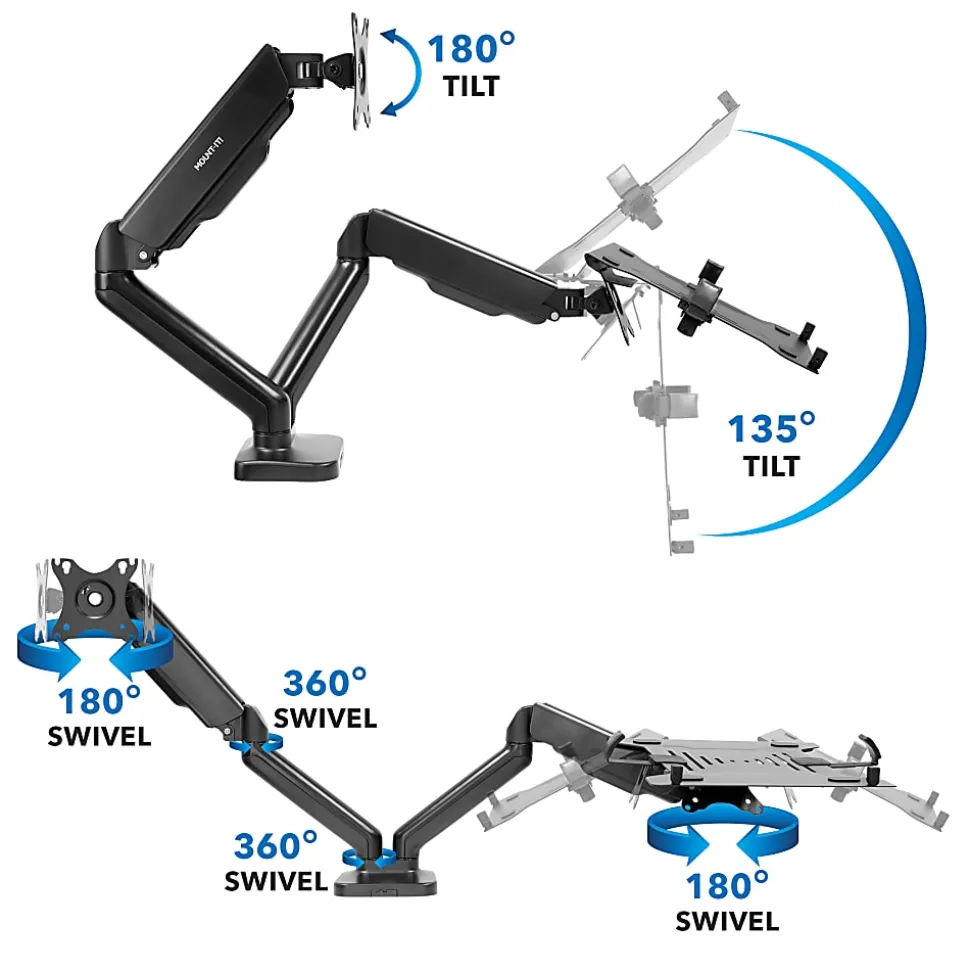 Mount-It! Height Adjustable Laptop Desk Mount, Black, MI6352LTMN