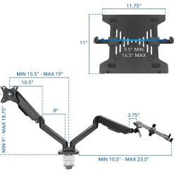 Mount-It! Height Adjustable Laptop Desk Mount, Black, MI6352LTMN